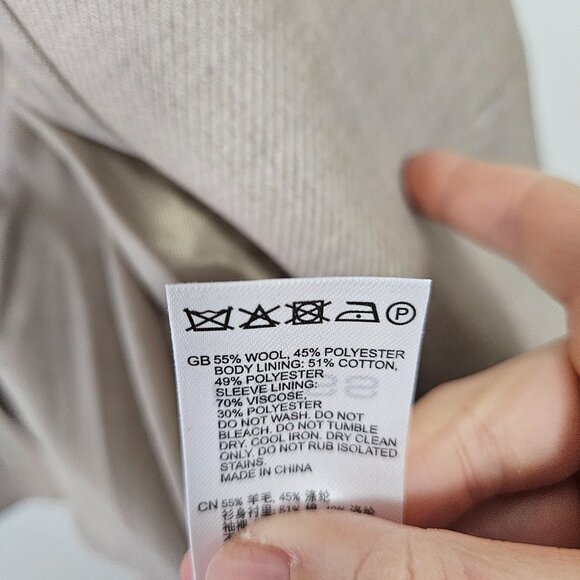 SOLD REISS Harriet Double Breasted Wool Blazer Sz 8 Beige Cream - Picture 13 of 13